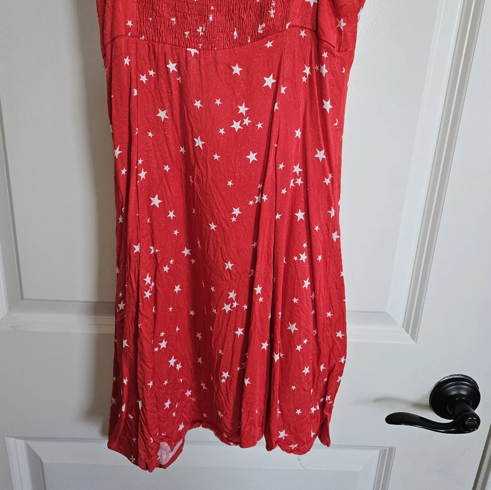 Zara Red Satin Star Strappy Polka Dot Mini Dress Size XS